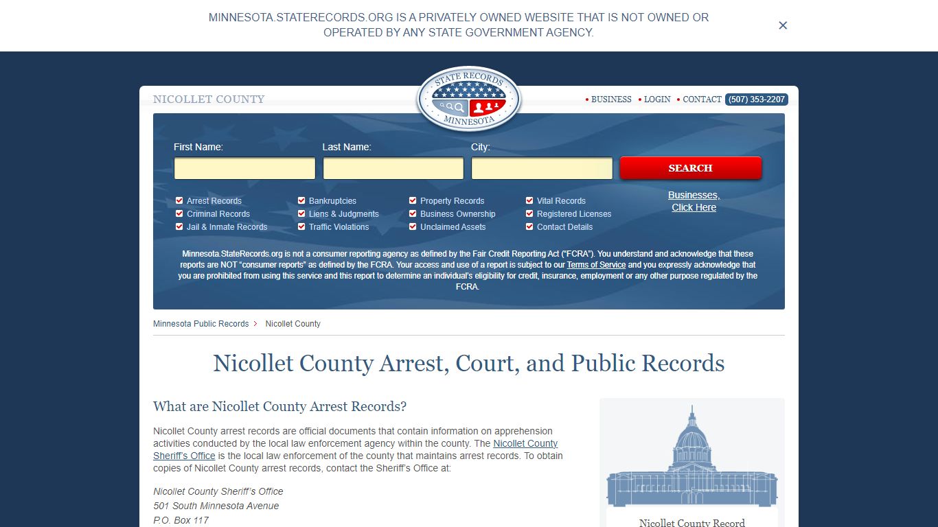 Nicollet County Arrest, Court, and Public Records